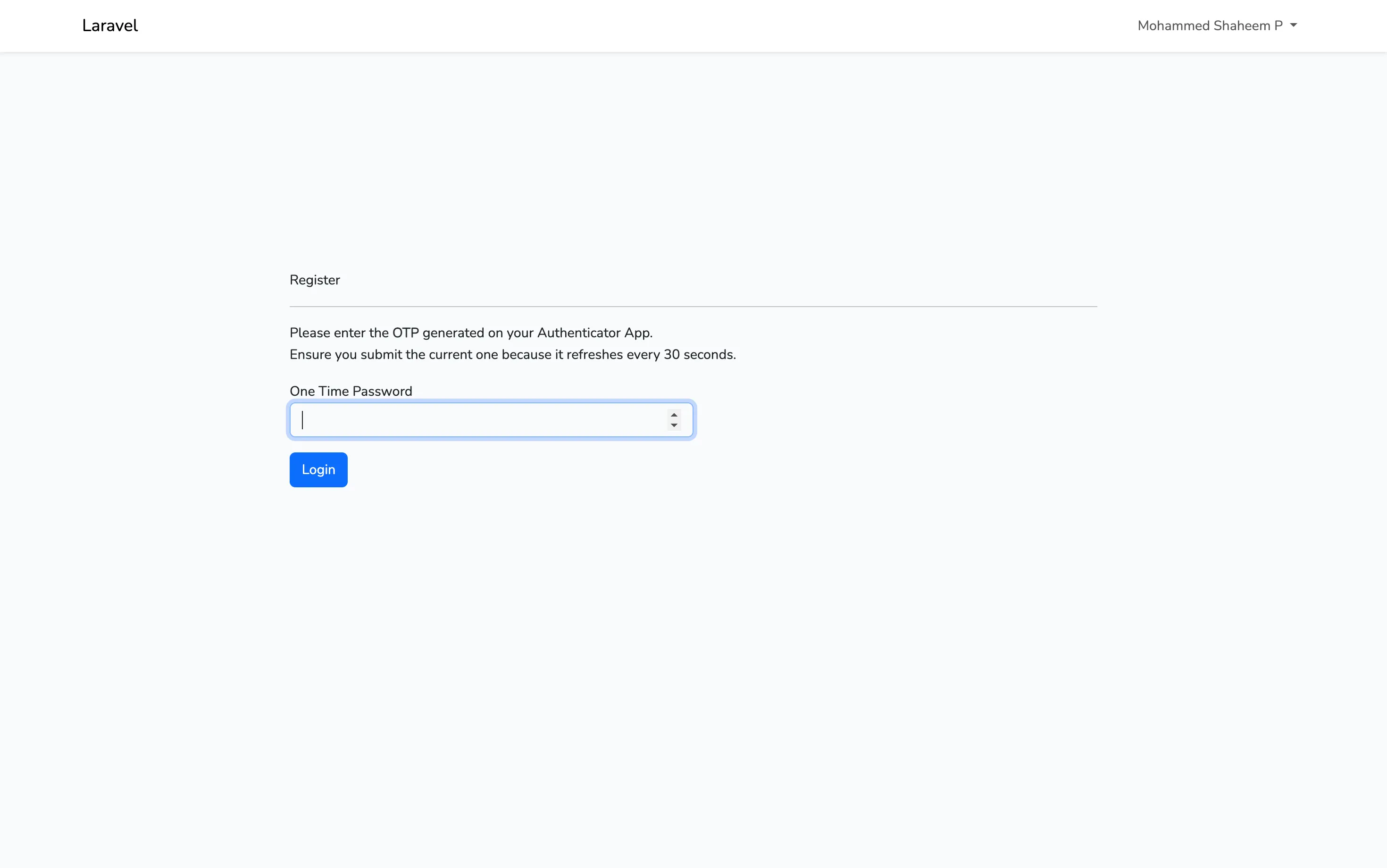 TOTP Laravel Form